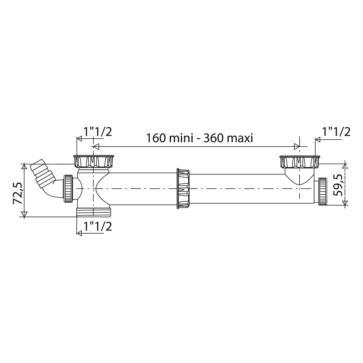 Tube raccordement évier 2 bacs dimensions