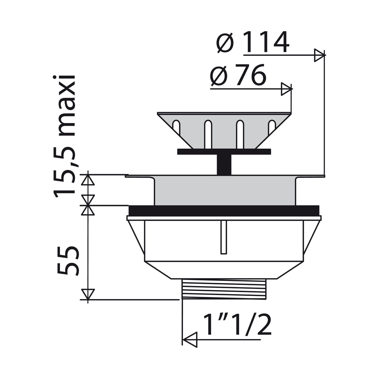 Bonde évier avec grille diamètre 90 dimensions