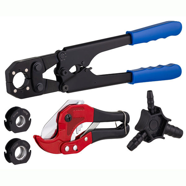 Coffret Pince à sertir compact - ébavureur - coupe-tube