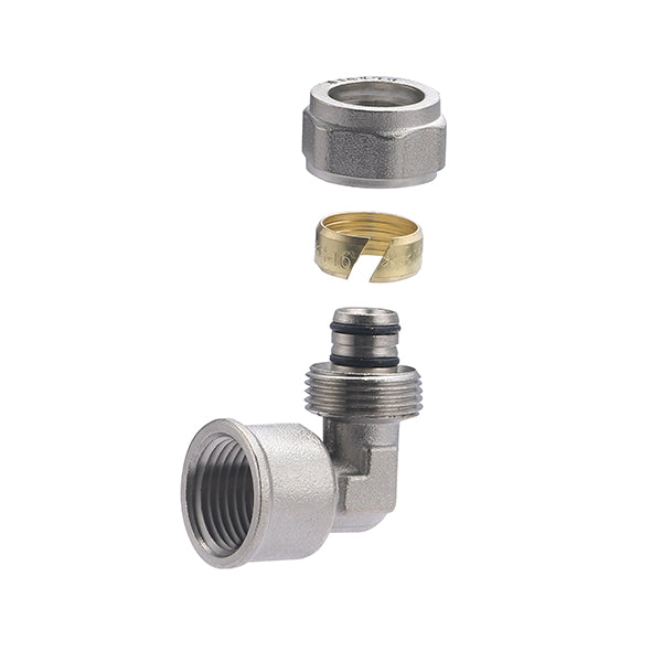 Raccord Multicouche à Compression Coudé Femelle Ø16 - femelle 1/2 (15x21) décomposition