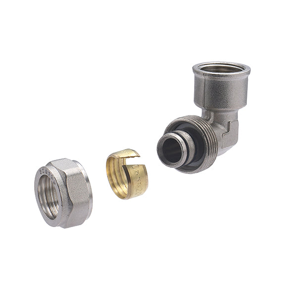 Raccord Multicouche à Compression Coudé Femelle Ø20 - femelle 1/2 (15x21) décomposition