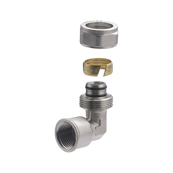 Raccord Multicouche à Compression Coudé Femelle Ø20 - femelle 1/2 (15x21) décomposition