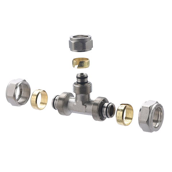 Raccord Multicouche à Compression Té Réduit Ø20-16-20 décomposition