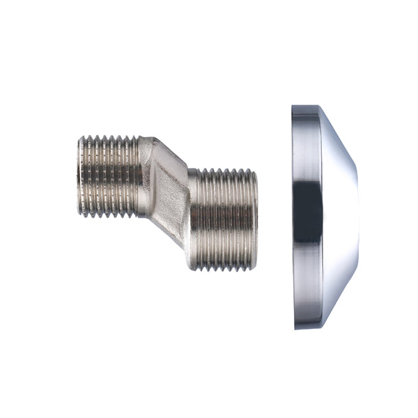 Paire de raccords excentrés 10 mm mâle 15x21 mâle 20x27 + rosaces chromées