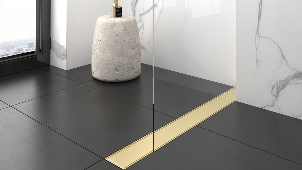 Caniveau de douche doré Italienne à carreler