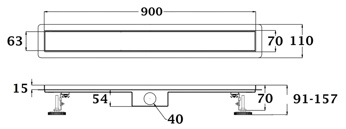 Caniveau de douche doré Italienne à carreler