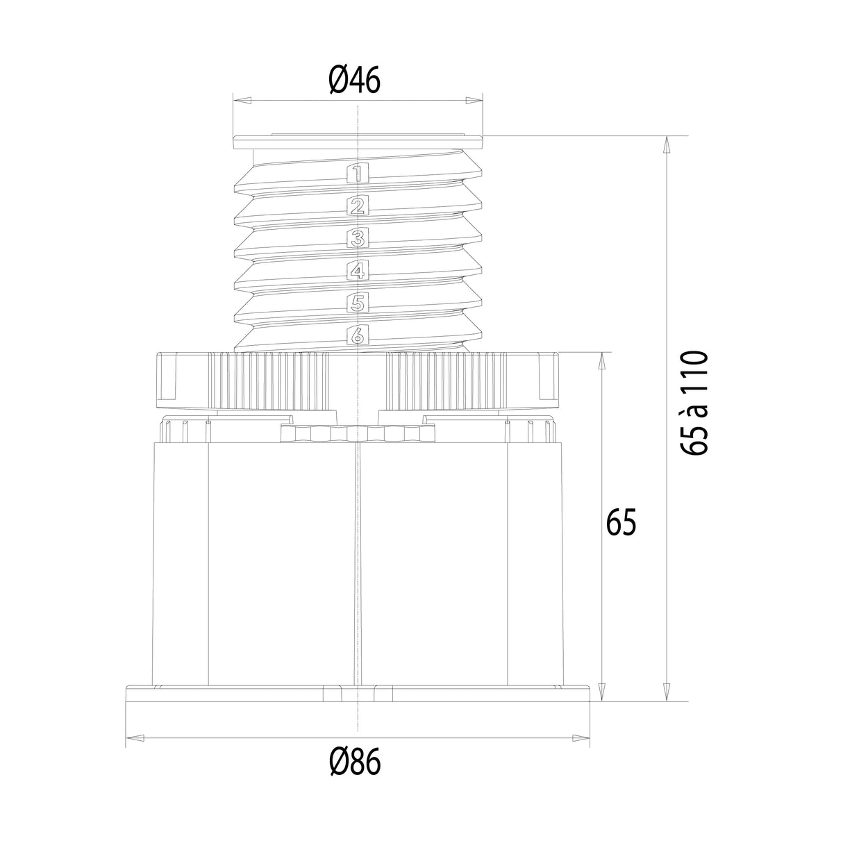 4 pieds pour bac à douche plan