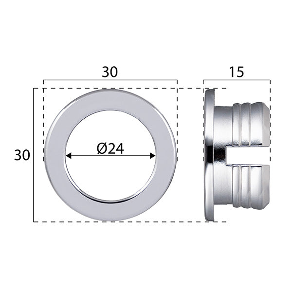 Enjoliveur de trop-plein de lavabo Ø24 mm chromé