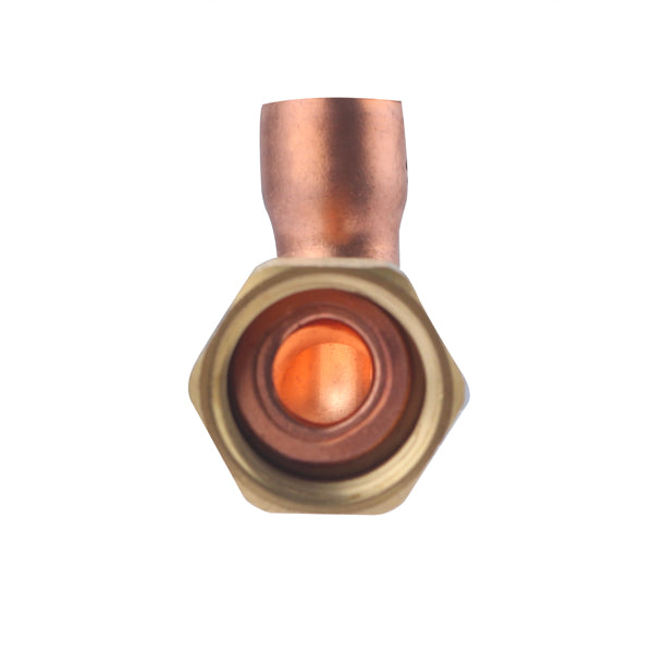 Raccord laiton-cuivre coudé écrou prisonnier