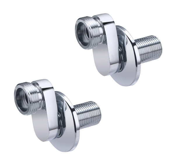 Paire de raccords excentrés 25 mm mâle 15x21 mâle 20x27 + rosaces chromées