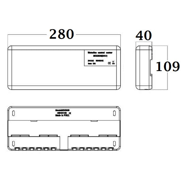 Dimensions Centrale de régulation plancher chauffant / rafraichissant