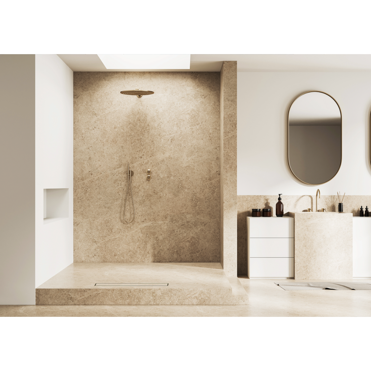 Caniveau de douche doré Italienne à carreler