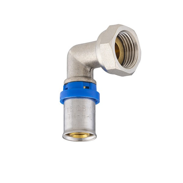 Raccord multicouche à sertir coude femelle écrou libre Ø16 - femelle 1/2 (15x21)