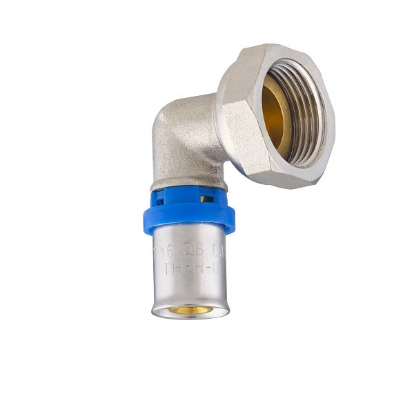 Raccord multicouche à sertir coude femelle écrou libre Ø16 - femelle 3/4 (20x27)