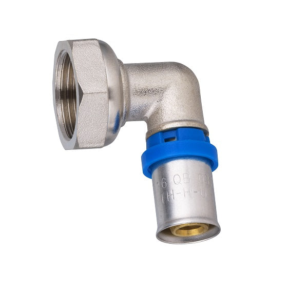 Raccord multicouche à sertir coude femelle écrou libre Ø16 - femelle 3/4 (20x27)