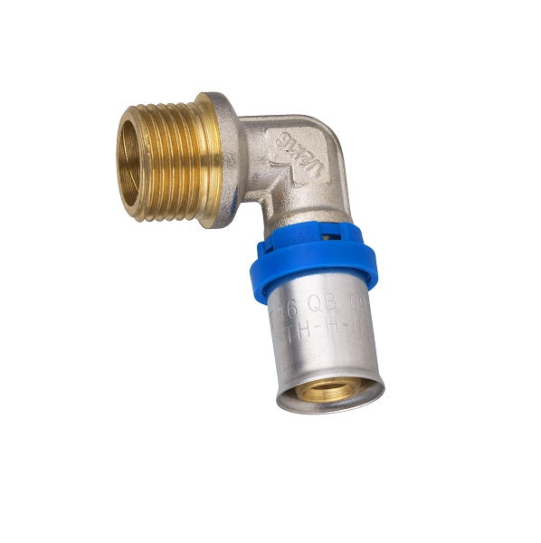 Raccord multicouche à sertir coude mâle Ø16 - mâle 1/2 (15x21)