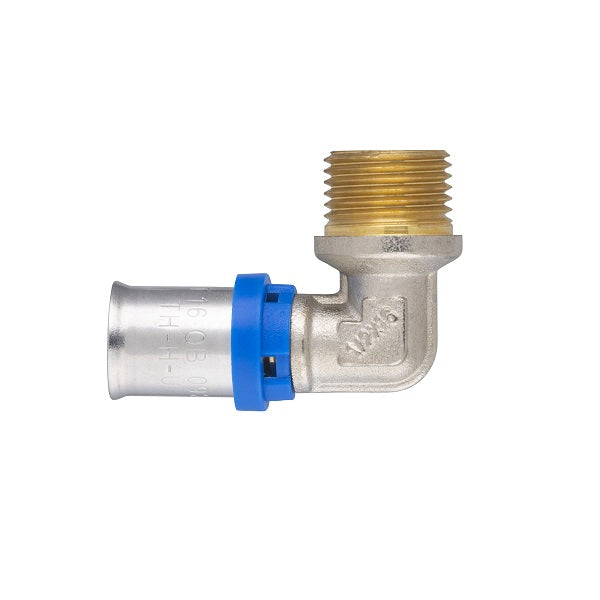 Raccord multicouche à sertir coude mâle Ø16 - mâle 1/2 (15x21)