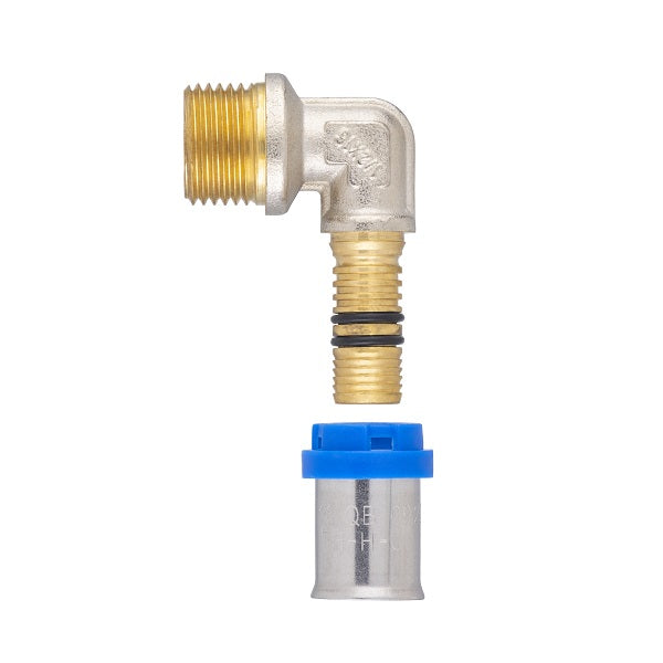 Raccord multicouche à sertir coude mâle Ø16 - mâle 1/2 (15x21) décomposé