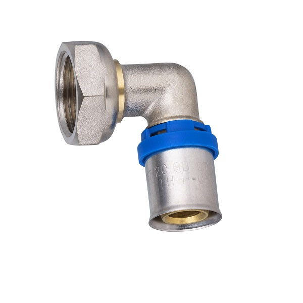 Raccord multicouche à sertir coude femelle écrou libre Ø20 - femelle 3/4 (20x27)