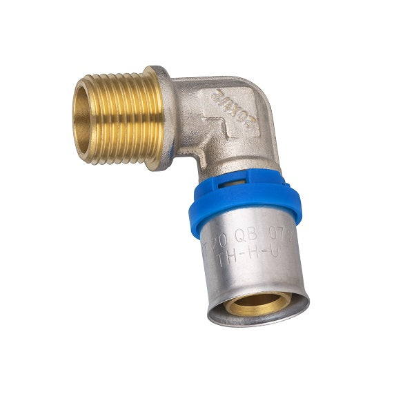 Raccord multicouche à sertir coude mâle Ø20 - mâle 1/2 (15x21)