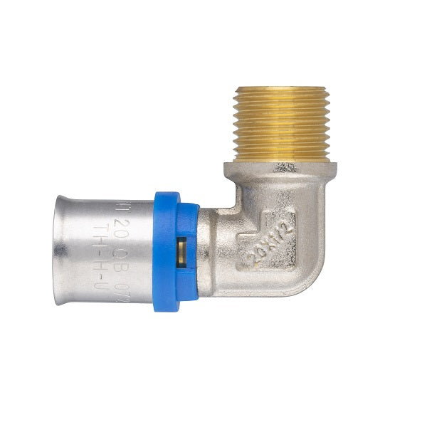 Raccord multicouche à sertir coude mâle Ø20 - mâle 1/2 (15x21)