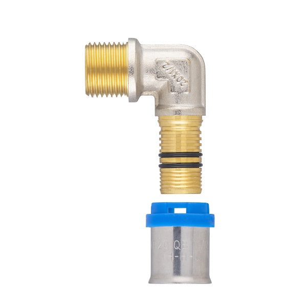 Raccord multicouche à sertir coude mâle Ø20 - mâle 1/2 (15x21) décomposé