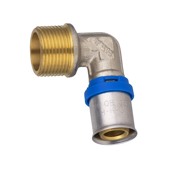 Raccord multicouche à sertir coude mâle Ø20 - mâle 3/4 (20x27)