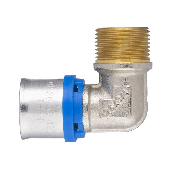 Raccord multicouche à sertir coude mâle Ø26 - mâle 3/4 (20x27)