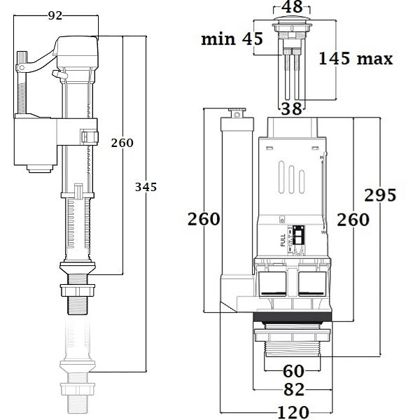 Ensemble chasse d'eau double poussoir