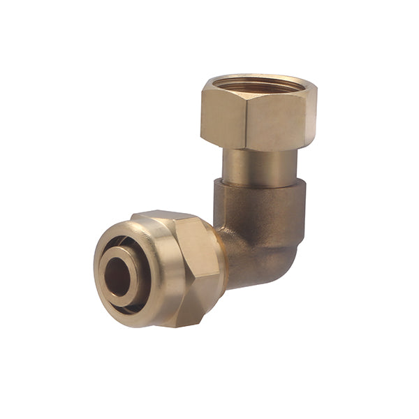 Raccord PER à Compression Coudé Femelle Écrou Libre Ø16 - femelle 1/2 (15x21)