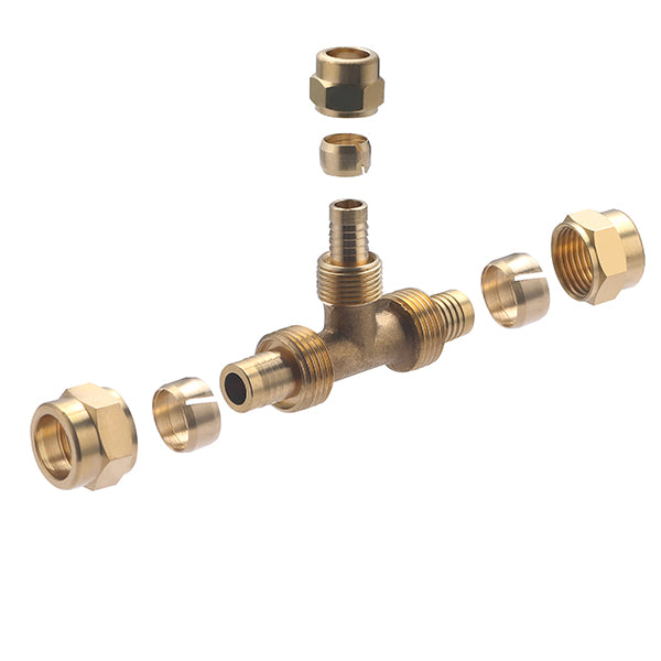 Raccord PER à Compression Té Réduit Ø16-12-16 décomposition