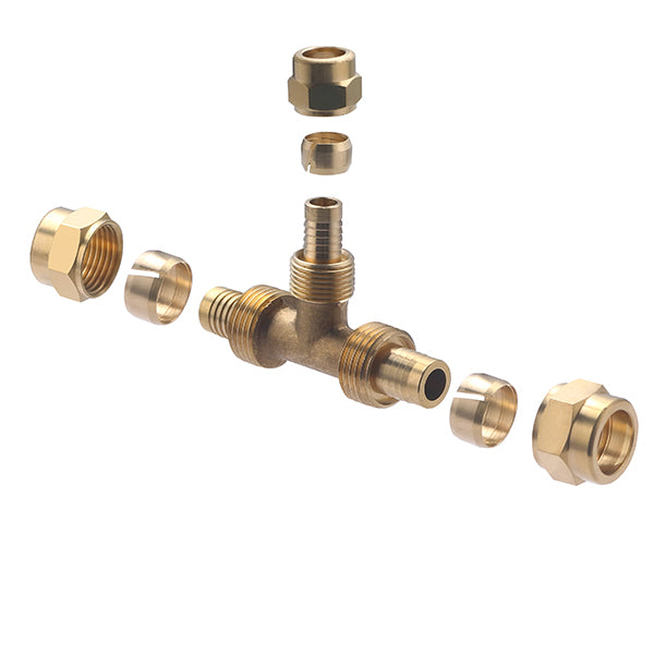 Raccord PER à Compression Té Réduit Ø16-12-16 décomposition