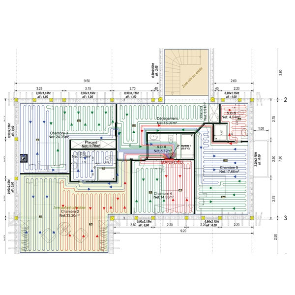 Plan de calepinage plancher chauffant
