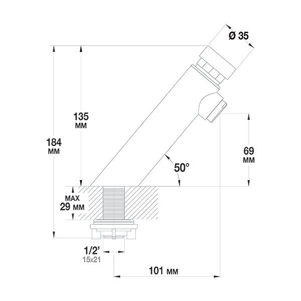 Robinet poussoir temporisé lavabo installation sur plan