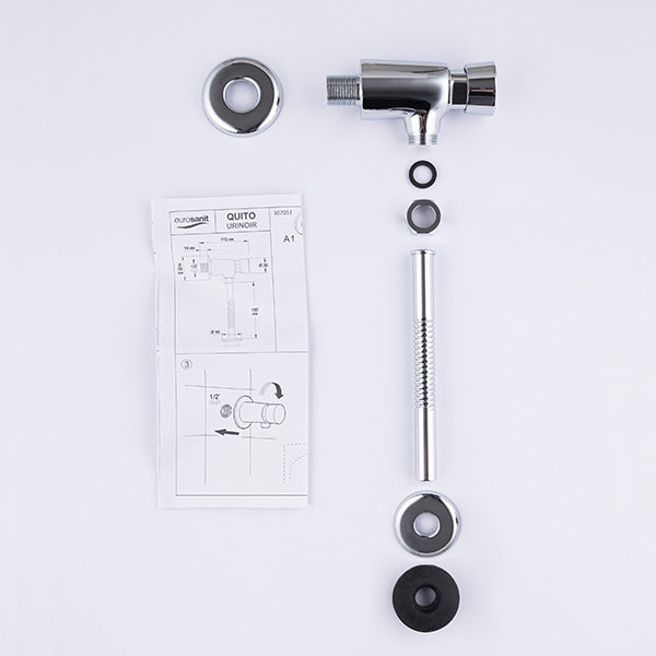 Robinet poussoir temporisé d'urinoir encastrée