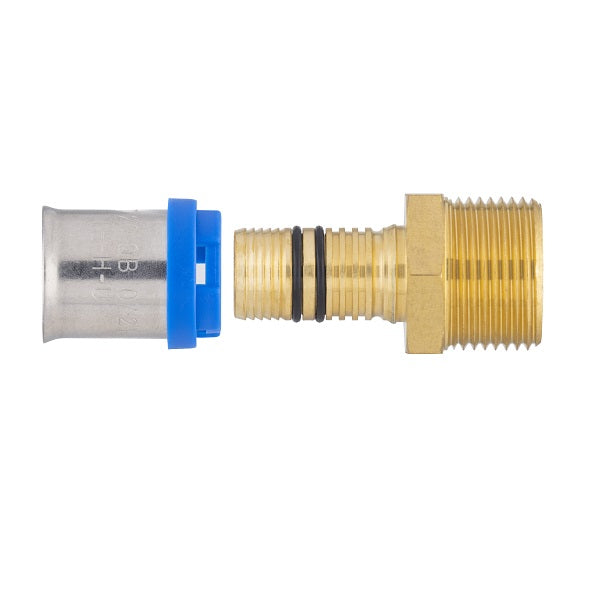 Raccord multicouche à sertir mâle Ø20 - mâle 3/4 (20x27) décomposé