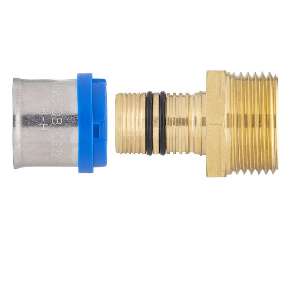 Raccord multicouche à sertir mâle Ø26 - mâle 1' - 26x34 décomposé
