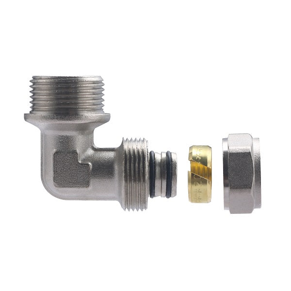 Raccord Multicouche à Compression Coudé Mâle Ø20 - mâle 3/4 (20x27) décomposition