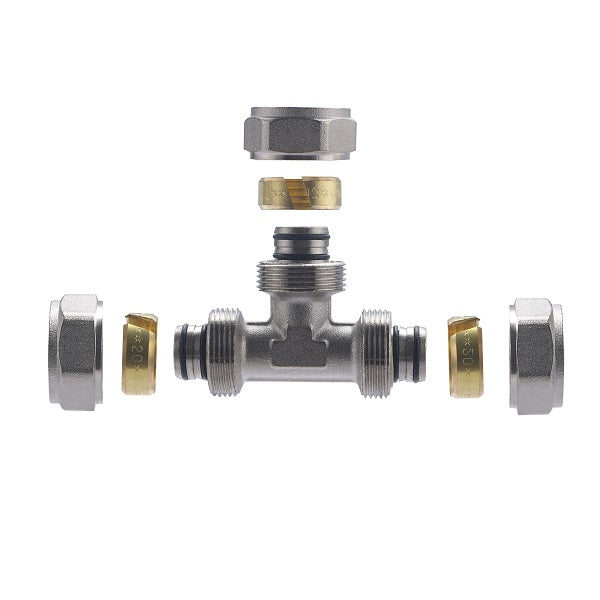 Raccord Multicouche à Compression Té Égal Ø20 décomposé