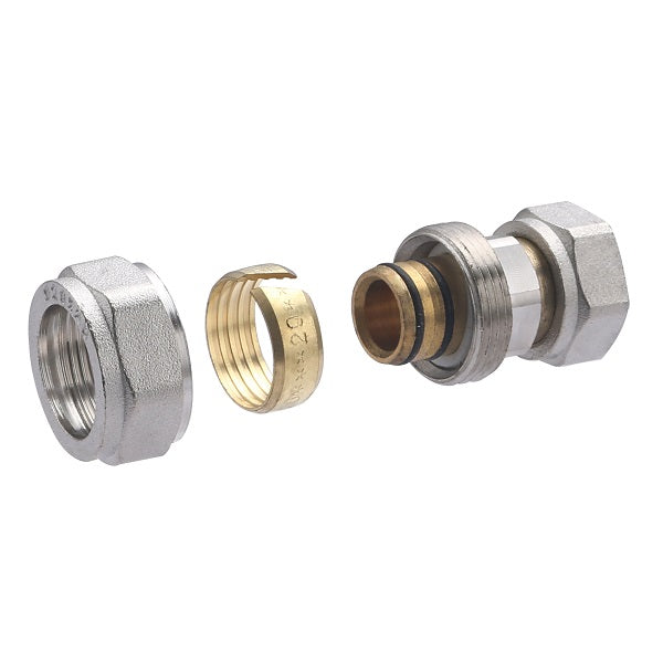 Raccord Multicouche à Compression Femelle Ecrou Libre Ø20 - femelle 1/2 (15x21) décomposé