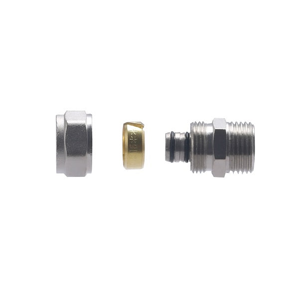 Raccord Multicouche à Compression Mâle Ø16 - mâle 1/2 (15x21) décomposé