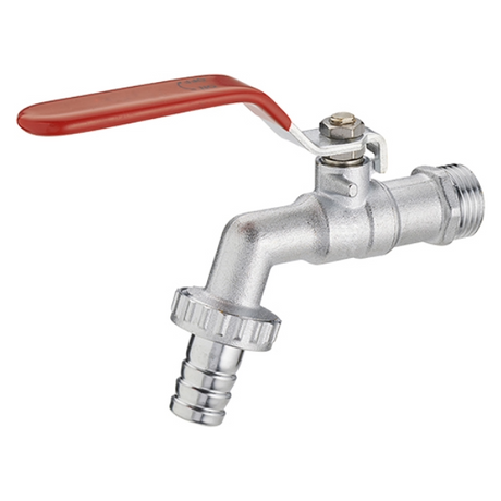 Robinet de jardin 1/4 de tour mâle 20x27 - mâle 26x34 avec raccord au nez Ø19