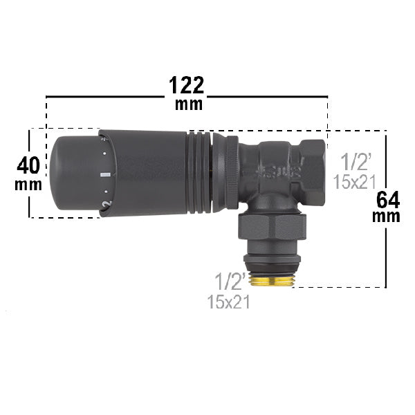 Robinet thermostatique anthracite pour radiateur