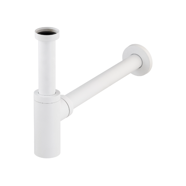 Siphon de lavabo apparent en laiton blanc