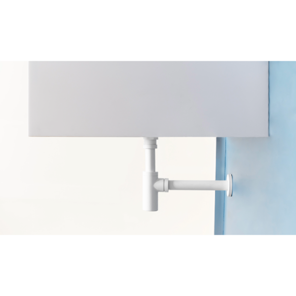 Siphon de lavabo rond apparent en laiton blanc