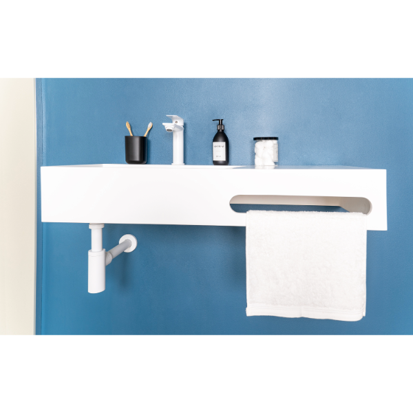 Siphon de lavabo apparent en laiton blanc design