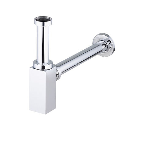 Siphon de lavabo carré en laiton chrome