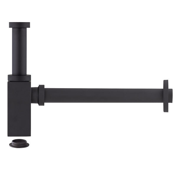 Siphon de lavabo carré en laiton noir décomposition