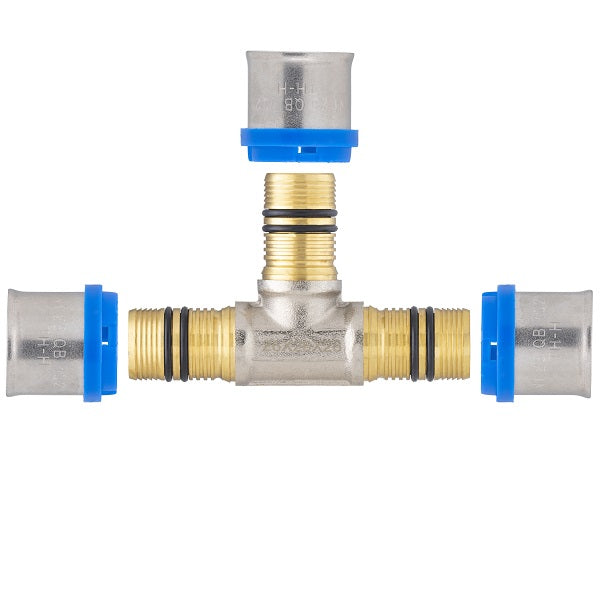 Raccord multicouche à sertir té égal Ø26 décomposé