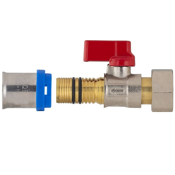Vanne multicouche à sertir femelle écrou libre Ø20 - femelle 1/2 (15x21) décomposé